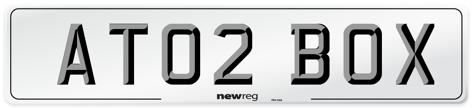 AT02 BOX Number Plate from New Reg